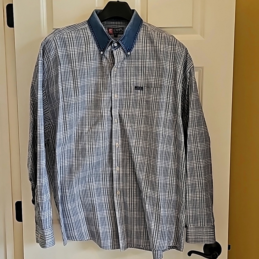Chaps Ralph Lauren Men's Button Down Shirt, XXL, Blue